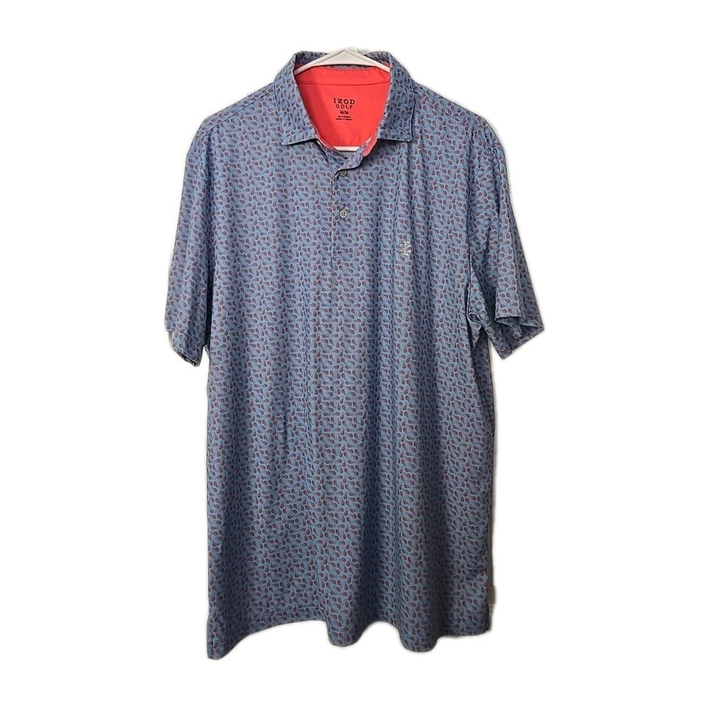 Izod Mens Golf Polo Shirt Short Sleeve Size Medium  Shrimp Designs